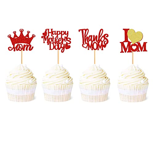 Blumomon Cupcake-Topper mit Glitzer-Motiv "Happy Mothers Day", 24 Stück von Blumomon