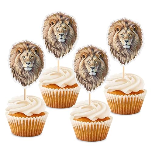 Blumomon Cupcake-Topper mit Löwenmotiv, Motiv: Waldtiere, Cupcake-Dekoration, Picks – Dschungelsafari-Kuchendekorationen für Löwen-Thema, Babyparty, Kinder, Jungen, Mädchen, Geburtstagsparty-Zubehör Blumomon Cupcake-Topper mit Löwenmotiv, Motiv: Waldtiere, Cupcake-Dekoration, Picks – Dschungelsafari-Kuchendekorationen für Löwen-Thema, Babyparty, Kinder, Jungen, Mädchen, Geburtstagsparty-Zubehör von Blumomon