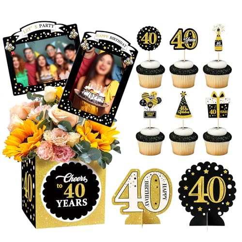 Blumomon Kuchendekoration "Happy 40th Birthday", Tischdekoration, 40 Stück, Foto-Wandpicker, Partyzubehör Blumomon Kuchendekoration "Happy 40th Birthday", Tischdekoration, 40 Stück, Foto-Wandpicker, Partyzubehör von Blumomon