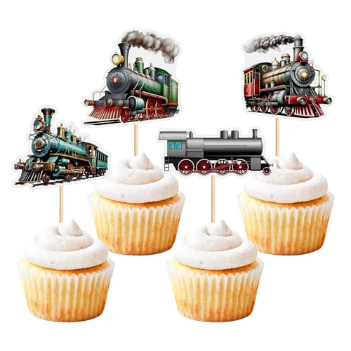 Blumomon Kuchendekoration mit Zug, Retro-Zug, Cupcake-Topper, Zug-Party-Dekorationen, Kindergeburtstag, Babyparty, Party-Dekorationen, Zubehör, 28 Stück Blumomon Kuchendekoration mit Zug, Retro-Zug, Cupcake-Topper, Zug-Party-Dekorationen, Kindergeburtstag, Babyparty, Party-Dekorationen, Zubehör, 28 Stück von Blumomon