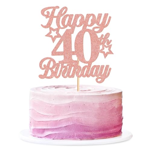 Blumomon Tortenaufsätze "Happy 40th Birthday", Roségold, Glitzer, Hello 40 Cheers to 40 Years 40 & Fabulous Cake Pick 40. Geburtstag, Jahrestag, Party-Dekoration, 3 Stück Blumomon Tortenaufsätze "Happy 40th Birthday", Roségold, Glitzer, Hello 40 Cheers to 40 Years 40 & Fabulous Cake Pick 40. Geburtstag, Jahrestag, Party-Dekoration, 3 Stück von Blumomon