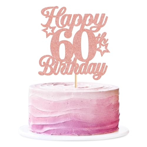Blumomon Tortenaufsätze "Happy 60th Birthday", Roségold, Glitzer, Hello 60 Cheers to 60 Years 60 & Fabulous Cake Pick 60. Geburtstag, Jahrestag, Party-Dekoration, 3 Stück Blumomon Tortenaufsätze "Happy 60th Birthday", Roségold, Glitzer, Hello 60 Cheers to 60 Years 60 & Fabulous Cake Pick 60. Geburtstag, Jahrestag, Party-Dekoration, 3 Stück von Blumomon