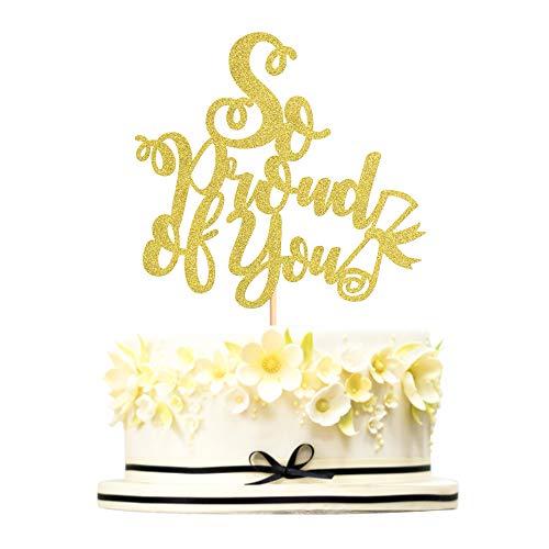 Blumomon Tortenaufsatz mit goldenem Glitzer, Aufschrift "So Proud of You", für Abschlussfeiern, Kuchendekoration, Partydekoration Blumomon Tortenaufsatz mit goldenem Glitzer, Aufschrift "So Proud of You", für Abschlussfeiern, Kuchendekoration, Partydekoration von Blumomon