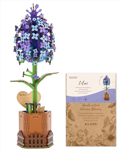 Blumuze 3D Puzzle Blumen,Holzpuzzles Erwachsene, Holzblumenstrauß als Geschenk für Frauen, Mütter, Freunde zu Geburtstag, Weihnachten, Valentinstag, Muttertag, Hochzeit (Flieder) von Blumuze