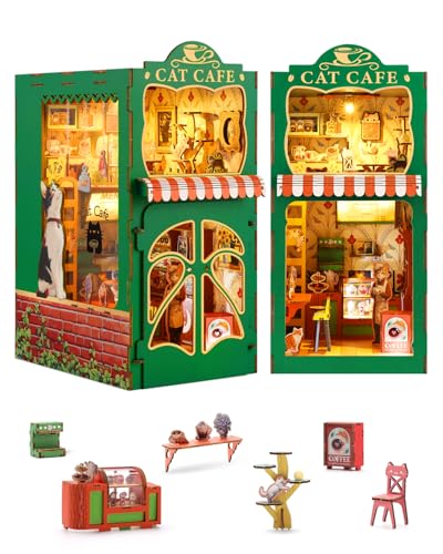 Blumuze Book Nook Kit Katze Cafe,3D Holzpuzzle Erwachsene DIY Buch Ecke Kit,3D Puzzle Holz Bücherregaleinsatz Kits,Kätzencafé Modellbausatz Weihnachten Geburtstag Geschenke,Bücherregal Deko Blumuze Book Nook Kit Katze Cafe,3D Holzpuzzle Erwachsene DIY Buch Ecke Kit,3D Puzzle Holz Bücherregaleinsatz Kits,Kätzencafé Modellbausatz Weihnachten Geburtstag Geschenke,Bücherregal Deko von Blumuze