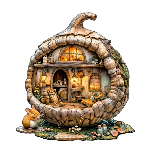 Blumuze Holzpuzzle Erwachsene, Eichelmaus Holz Puzzle, Holzpuzzle Einzigartige Tierform Puzzleteile,Puzzles aus Tierteilen, Puzzle Holz Erwachsene mit Holzbox 90 Stück(S-21.5 * 19.9cm) von Blumuze