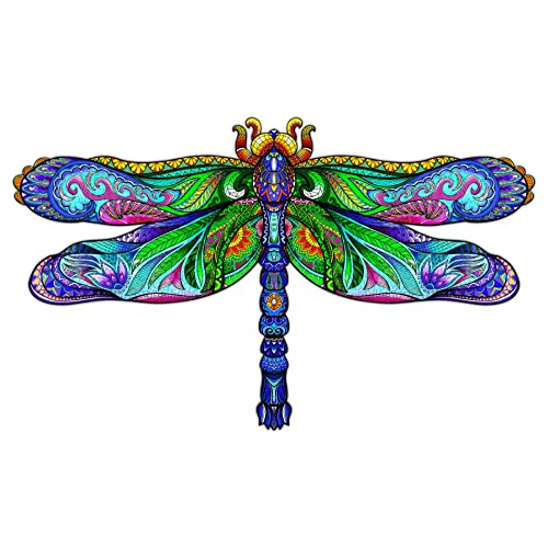 Blumuze Holzpuzzle Erwachsene, Große Libelle Holzpuzzle Einzigartige Tierform Puzzleteile, Puzzle aus Tierteilen, Puzzle Holz Erwachsene mit Geschenkbox aus Holz 155 Stück(M-38 * 22.7cm) von Blumuze