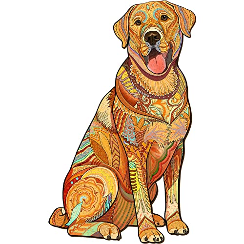 Blumuze Holzpuzzle Erwachsene, Labrador Holzpuzzle Einzigartige Tierform Puzzleteile, Holz-Puzzle, Puzzle aus Tierteilen, Puzzle Holz Erwachsene mit Geschenkbox aus Holz 100 Stück(S-25 * 15.1cm) von Blumuze