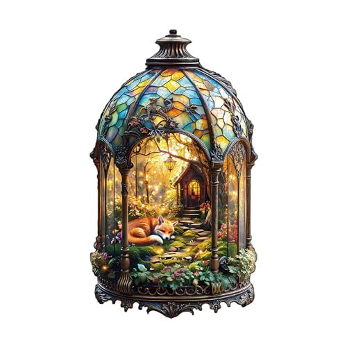 Blumuze Holzpuzzle Erwachsene, Laterne-Fuchs Holz Puzzle, Holzpuzzle Einzigartige Tierform Puzzleteile, Puzzle Holz Erwachsene mit Holzbox 160 Stück(M-33.4 * 19.5cm) von Blumuze
