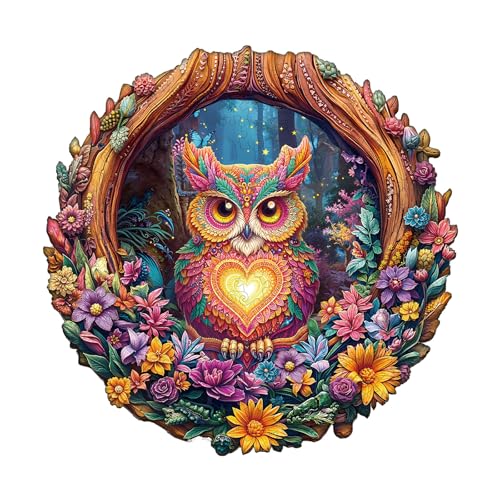 Blumuze Holzpuzzle Erwachsene, Liebender Eule Holz Puzzle, Holzpuzzle Einzigartige Tierform Puzzleteile, Puzzle Holz Erwachsene mit Holzbox 195 St眉ck(M-29 * 28.6cm) von Blumuze