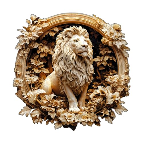 Blumuze Holzpuzzle Erwachsene, Löwe Holz Puzzle, Holzpuzzle Einzigartige Tierform Puzzleteile,Puzzles aus Tierteilen, Puzzle Holz Erwachsene mit Holzbox 100 Stück(S-21.5 * 21.5cm) von Blumuze