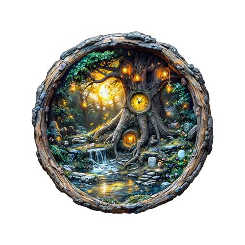 Blumuze Holzpuzzle Erwachsene, Magischer Zeitbaum Holz Puzzle, Katze Holzpuzzle Einzigartige Tierform Puzzleteile,Puzzles aus Tierteilen, Puzzle Holz Erwachsene mit Holzbox 100 Stück(S-21.5 * 21.5cm) von Blumuze