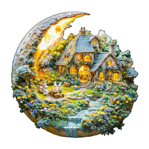 Blumuze Holzpuzzle Erwachsene, Mondlichtgarten Holz Puzzle, Katze Holzpuzzle Einzigartige Tierform Puzzleteile,Puzzles aus Tierteilen, Puzzle Holz Erwachsene mit Holzbox 180 Stück(M-29 * 28.7cm) von Blumuze
