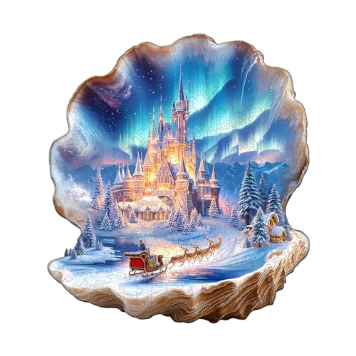 Blumuze Holzpuzzle Erwachsene, Muschelburg Holz Puzzle, Holzpuzzle Einzigartige Tierform Puzzleteile,Puzzles aus Tierteilen, Puzzle Holz Erwachsene mit Holzbox 185 Stück(M-29 * 26.3cm von Blumuze