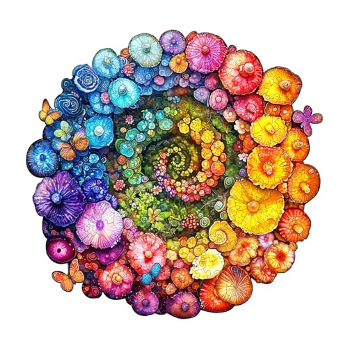 Blumuze Holzpuzzle Erwachsene, Regenbogen Vorortex Sukkulenten Holz Puzzle, Holzpuzzle Einzigartige Tierform,Puzzles aus Tierteilen, Puzzle Holz Erwachsene mit Holzbox 260 Stück(L-34 * 33.1cm) von Blumuze