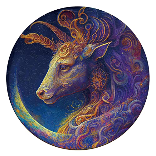 Blumuze Holzpuzzle Erwachsene, Steinbock Holzpuzzle Einzigartige Tierform Puzzleteile, Zwölf Sternbilder Holzpuzzles, Konstellations Puzzle Holz Erwachsene mit Geschenkbox aus Holz 220 Stück-M-30*30cm von Blumuze