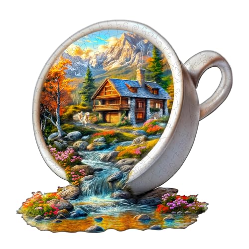 Blumuze Holzpuzzle Erwachsene, Tasse der Serenität Holz Puzzle, Holzpuzzle Einzigartige Tierform Puzzleteile,Puzzles aus Tierteilen, Puzzle Holz Erwachsene mit Holzbox 100 Stück(S-21.5 * 21.1cm) von Blumuze