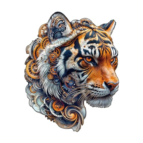 Blumuze Holzpuzzle Erwachsene, Tiger Holz Puzzle, Holzpuzzle Einzigartige Tierform Puzzleteile,Puzzles aus Tierteilen, Puzzle Holz Erwachsene mit Holzbox 220 Stück(L-34 * 26.8cm) von Blumuze