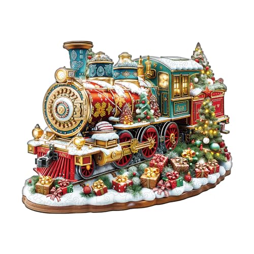 Blumuze Holzpuzzle Erwachsene, Weihnachtszug Holz Puzzle, Holzpuzzle Einzigartige Tierform Puzzleteile,Puzzles aus Tierteilen, Puzzle Holz Erwachsene mit Holzbox 100 Stück(S-21.5 * 17.6cm) von Blumuze