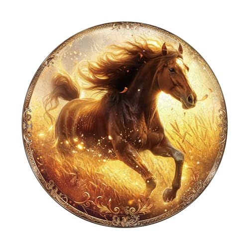 Blumuze Holzpuzzle Erwachsene, Weizenfeld-Galopp Holz Puzzle, Holzpuzzle Einzigartige Tierform Puzzleteile,Puzzles aus Tierteilen, Puzzle Holz Erwachsene mit Holzbox 270 Stück(L-34 * 34cm) von Blumuze