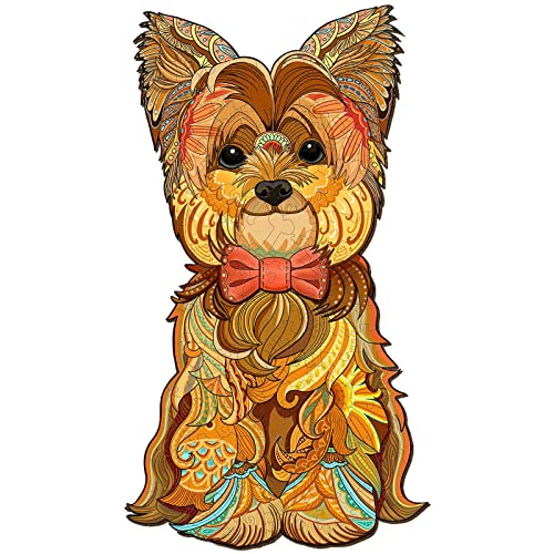 Blumuze Holzpuzzle Erwachsene, Yorkshire Holzpuzzle Einzigartige Tierform Puzzleteile, Holz-Puzzle, Puzzle aus Tierteilen, Puzzle Holz Erwachsene mit Geschenkbox aus Holz 280 Stück(L-25 * 45cm) von Blumuze
