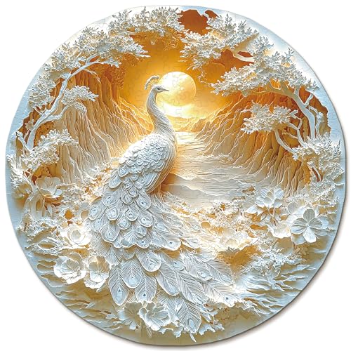 Blumuze Holzpuzzle Erwachsene,3D Schöner Pfau Holz Puzzle, Holzpuzzle Einzigartige Tierform Puzzleteile,Puzzle Holz Erwachsene mit Holzbox (200Stück-M-11.3 * 11.3 in) von Blumuze