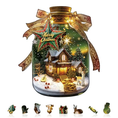 Blumuze Holzpuzzle Erwachsene,Weihnachtsbotschaft in Einer Flasche Holz Puzzle, Holzpuzzle Einzigartige Tierform Puzzleteile,Puzzle Holz Erwachsene mit Holzboxx (XL) von Blumuze