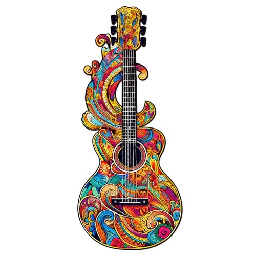 Blumuze Holzpuzzle Erwachsene 90 Stück, Gitarre Holz Puzzle, Holzpuzzle Einzigartige Tierform Puzzleteile, Puzzle aus Tierteilen, Puzzle Holz Erwachsene mit Geschenkbox aus Holz (S-11.6 * 26.9cm) von Blumuze
