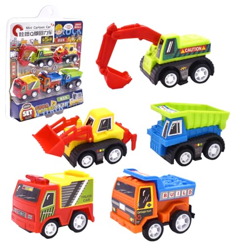 BlynthaToy 5 Stück Mini Auto Spielzeug, Auto Spielzeug Baustellenfahrzeuge Stadtautos Lastwagen Spielzeugauto Set, Buntes Kleine Geschenk für Kinder, Jungen und Mädchen von BlynthaToy