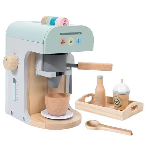 Holzspielzeugkaffeemaschine, Skill Development, 20x17x12cm, Treat Play Coffee Maker Set, Einfallsreiches Spielen Küchenspielzeug, Komplettes Spielset, Für -Kinder Girls Innenpreizimme von Bmdjdq