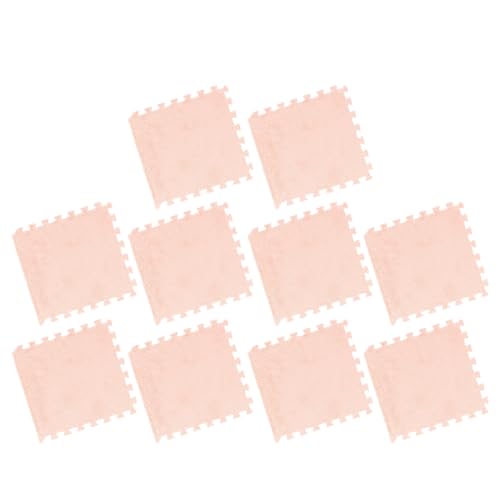 Bnineteenteam 10 Stück Plüsch-Puzzle-Schaumstoff-Bodenmatte, rutschfest, Zuschneidbar, Verdickte, Quadratische, Ineinandergreifende Teppichfliesen mit Rand für Schlafzimmer (Kamel) von Bnineteenteam