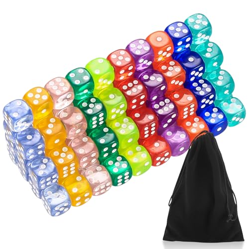 100 Stück Würfel Set, 6 Seitige Würfel Bunt Set, 14mm Spielwürfel Bunt, Würfelspiele Tischspiele, Mehrfarben Sechsseitiger Würfel Set, 10 Farben von Bnnrjia