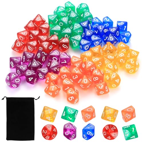 72 Stück Polyedrische Würfelset, D10 Würfel 10 Seiten Spielwürfel, Acrylic Dice Set für D&D/RPG/MTG Tischspiele Brettspiele Board Card Table Games, für DND Würfel Set, mit 1 Aufbewahrungstasche 72 Stück Polyedrische Würfelset, D10 Würfel 10 Seiten Spielwürfel, Acrylic Dice Set für D&D/RPG/MTG Tischspiele Brettspiele Board Card Table Games, für DND Würfel Set, mit 1 Aufbewahrungstasche von Bnnrjia