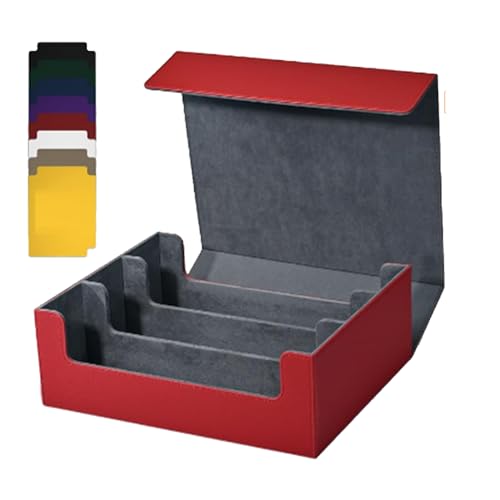 Bntaomle Kartenaufbewahrungsbox für Sammelkarten, 1800+ PU-KartendeckhüLle, Kartenbox mit Magnetverschluss für Magnetische Spielkarten, Rot von Bntaomle