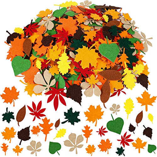 528 Stücke Blatt Aufkleber Filz Blatt Sticker Ahornblatt Aufkleber Verschiedene Herbstblatt Dekorationen für Erntedankfest Party Basteln Ornamente von Boao