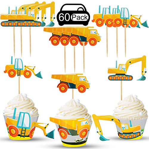 60 Stück BAU Thema Cupcake Wrapper und Topper LKW Bagger Kuchen Picks Dekorationen für Baby Dusche Geburtstag Party Bedarf 60 Stück BAU Thema Cupcake Wrapper und Topper LKW Bagger Kuchen Picks Dekorationen für Baby Dusche Geburtstag Party Bedarf von Boao