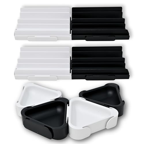 Boardgame Stuff 8-teiliges Set Modulare Token Schälchen mit Kartenhalter - Brettspiel Zubehör für Spiele Fans - Ressourcen Trays - Kartenständer für Gesellschaftsspiele - Card Holder (Schwarz-Weiß) von Board Game Stuff