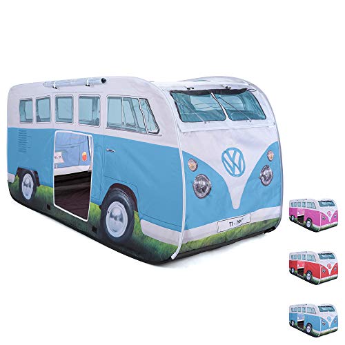 Volkswagen VW-Bulli-Wurfzelt und Pop-Up Zelt für Kinder, UPF50+, Camping- und Spielzelt für Mädchen und Jungen, Blau von Board Masters