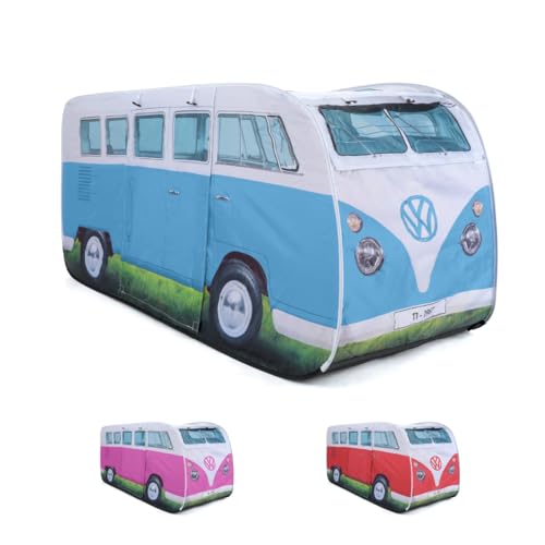 Board Masters - Volkswagen Kinder-Pop-Up-Spiel-Zelt im T1 Bulli Bus Design 165 cm (Bus Front/Blau) von Board Masters