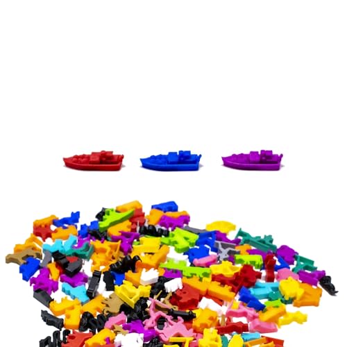BoardGameSet 100 stücke Frachtschiff | Brettspiel Zubehör & Meeple Figuren, hellblau von BoardGameSet