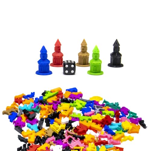 BoardGameSet 100 stücke Kirchen Miniatur Gebäude | Brettspiel Zubehör und Meeples Miniaturen für Strategiespiele RPGs Ersatzspielsteine, gelb von BoardGameSet