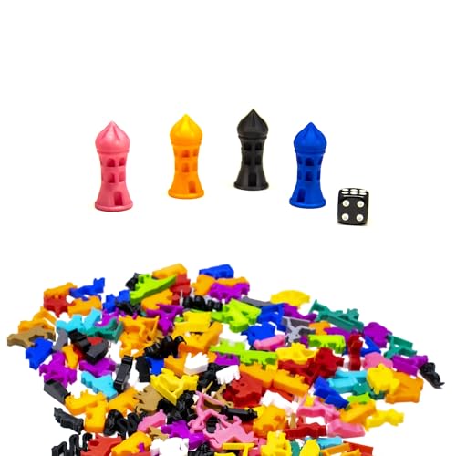 BoardGameSet 100 stücke Östlicher Turm | Spielsteine und Brettspiel Miniaturen für Brettspiel Zubehör Tabletop RPGs DND, hellblau von BoardGameSet