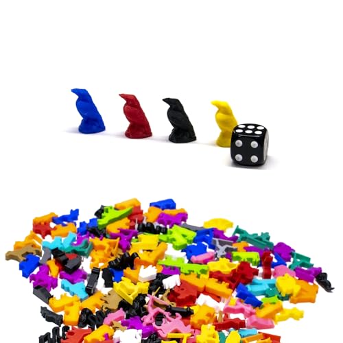 BoardGameSet 100 stücke Raben Vogel Figuren | Brettspiel Zubehör und Meeples Miniaturen für Strategiespiele RPGs Ersatzspielsteine, Silber von BoardGameSet