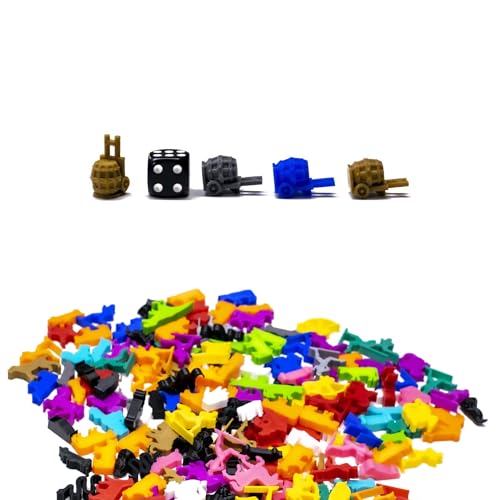 BoardGameSet 100 stücke Wagen mit Fass | Miniaturen für Brettspiele, hellblau von BoardGameSet
