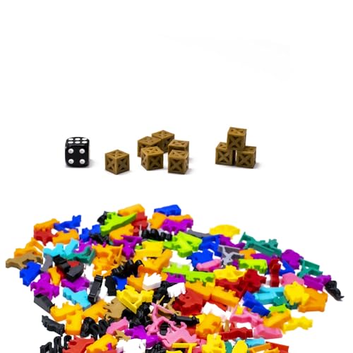 BoardGameSet 50 stücke Kisten-Ressourcenmarken | Brettspiel Zubehör und Meeples Miniaturen für Strategiespiele RPGs Ersatzspielsteine, hellblau von BoardGameSet