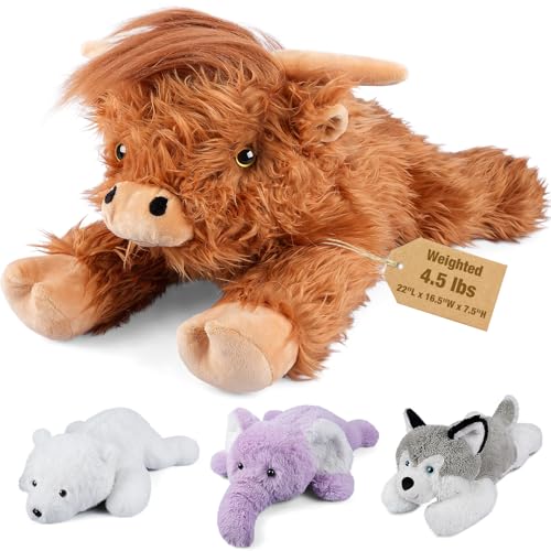 55,9 cm & 2 kg Highland Cow Weighted Stuffed Animal for Anxiety, Cuddly & Soft Kids Plush Toy Pillows for Companion, Large Plushies with Removable Ceramsite Bag, Gifts for Adults, Kids, Boys and Girl von Bobbie & Laxi