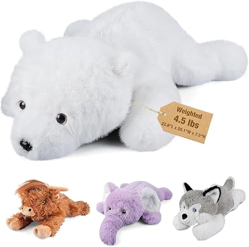 Bobbie & Laxi 58,4 cm & 2 kg Eisbär gewichtete Stofftiere, kuschelige und weiche Kinder-Plüschtierkissen für Begleiter, große Plüschtiere mit Abnehmbarer Ceramsit-Tasche, Geschenke für Kinder Bobbie & Laxi 58,4 cm & 2 kg Eisbär gewichtete Stofftiere, kuschelige und weiche Kinder-Plüschtierkissen für Begleiter, große Plüschtiere mit Abnehmbarer Ceramsit-Tasche, Geschenke für Kinder von Bobbie & Laxi