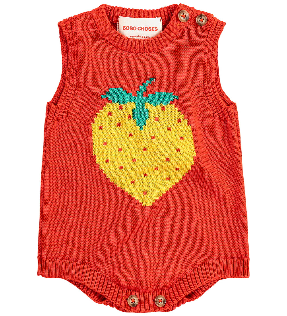 Bobo Choses Body ohne Ärmel - Strick - Pixel Strawberry - Rot - Bobo Choses - 6 mt - Body ärmellos von Bobo Choses