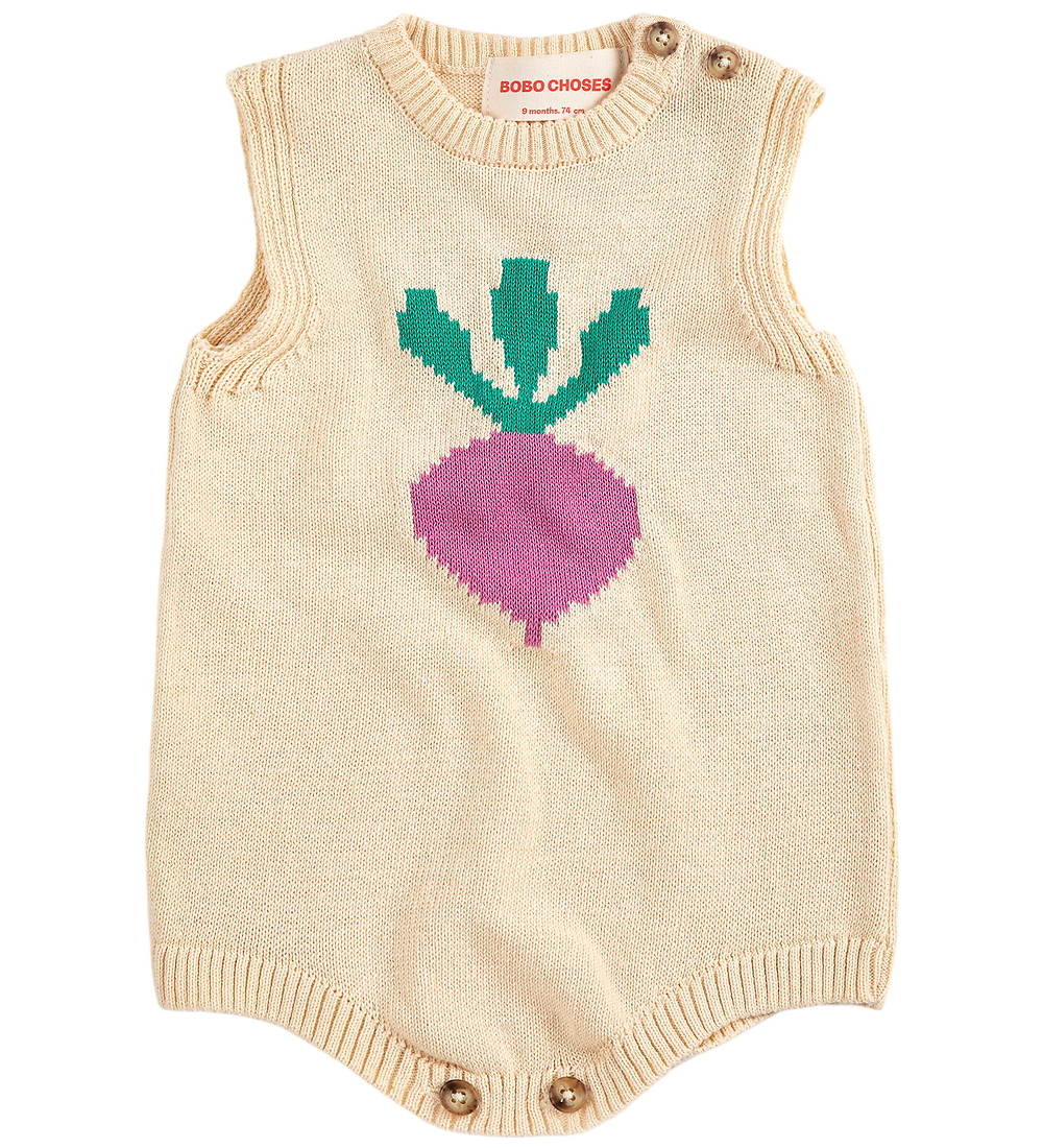 Bobo Choses Body ohne Ärmel - Strick - Pixel Sugar Beet - Offwhi - Bobo Choses - 12 mt - Body ärmellos von Bobo Choses