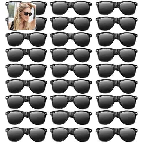 30 Stück Schwarze Party Sonnenbrille, Neon Sonnenbrille Vintage Sonnenbrillen Set Retro Lustige Party Brille für Strand Hochzeit Partypool Partyzubehör Geburtstagsparty Zubehör für Frauen Männer von Boboeitody